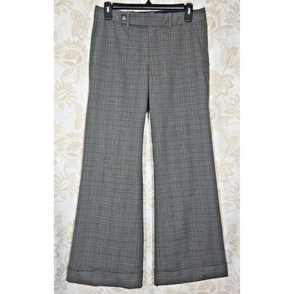GAP Pants - Gap Women Trouser 2 Ankle Pants Bootcut Grey Plaid Y2K WIDE Leg Cuff Windowpane